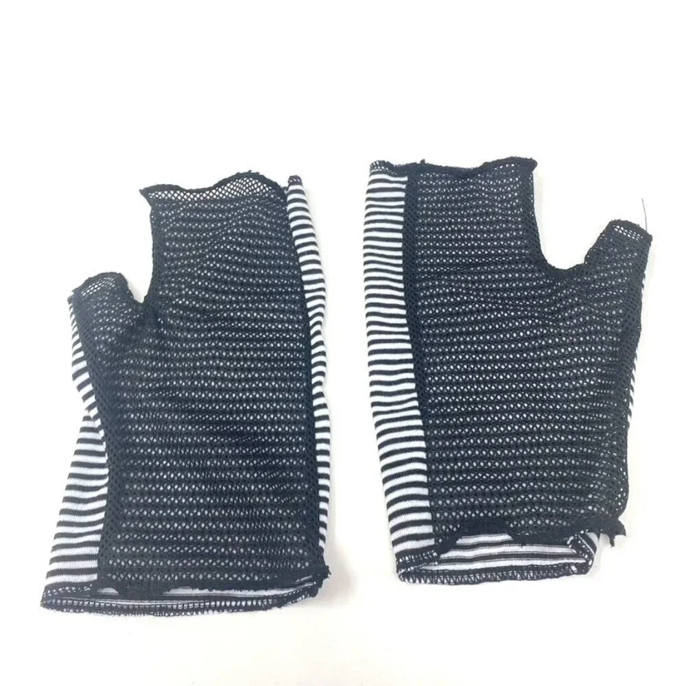 Fingerless Fashion Gloves Stripes Fishnet Accessory Costume Dance 80's  B8
